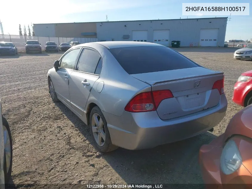 2008 Honda Civic Sdn VIN: 2HGFA16588H100517 Lot: 12122958