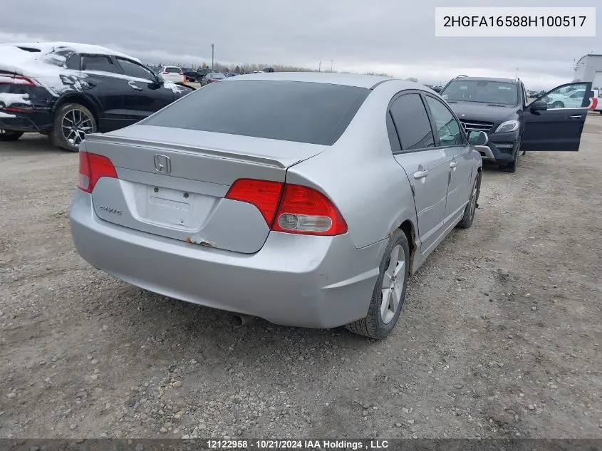 2008 Honda Civic Sdn VIN: 2HGFA16588H100517 Lot: 12122958