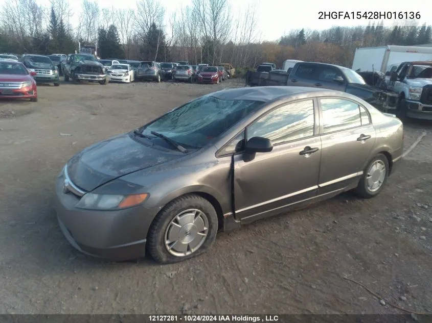 2008 Honda Civic Sdn VIN: 2HGFA15428H016136 Lot: 12127281