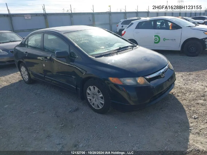 2008 Honda Civic Sdn VIN: 2HGFA16288H123155 Lot: 12132700