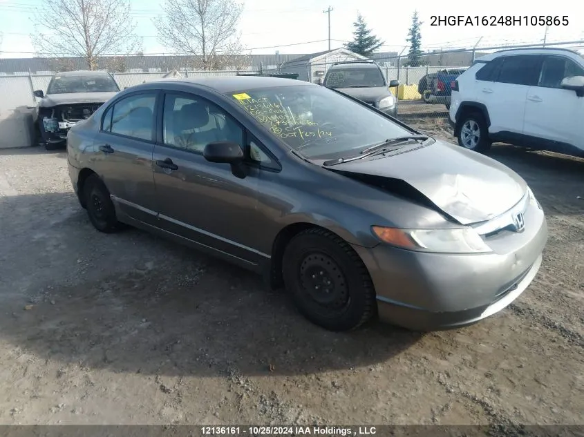 2008 Honda Civic Sdn VIN: 2HGFA16248H105865 Lot: 12136161