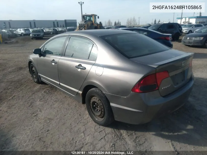 2008 Honda Civic Sdn VIN: 2HGFA16248H105865 Lot: 12136161