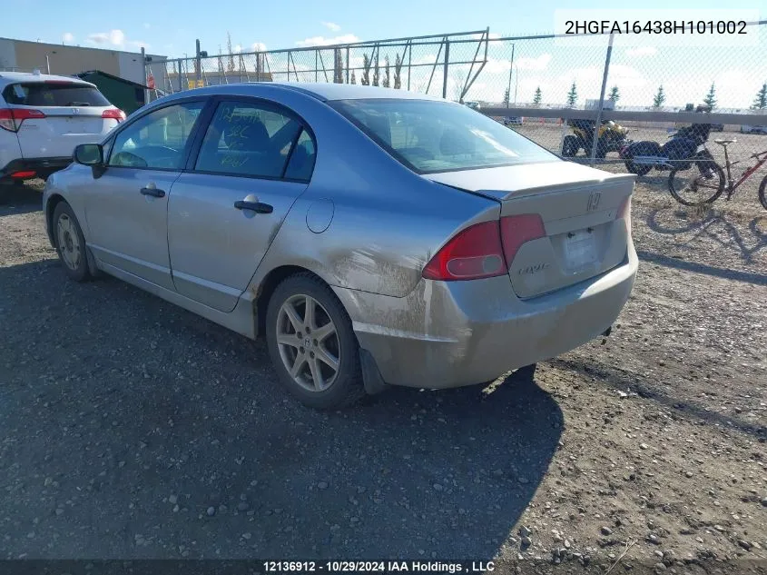 2008 Honda Civic Sdn VIN: 2HGFA16438H101002 Lot: 12136912