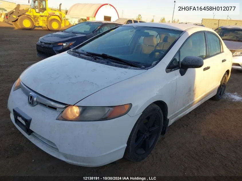 2008 Honda Civic Sdn VIN: 2HGFA16458H012077 Lot: 12138191