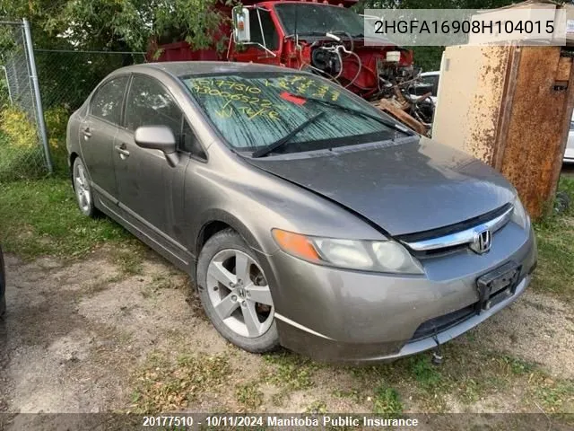 2HGFA16908H104015 2008 Honda Civic Ex-L