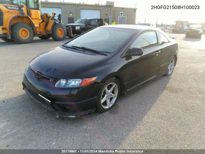 2008 Honda Civic Si VIN: 2HGFG21508H100023 Lot: 20179941