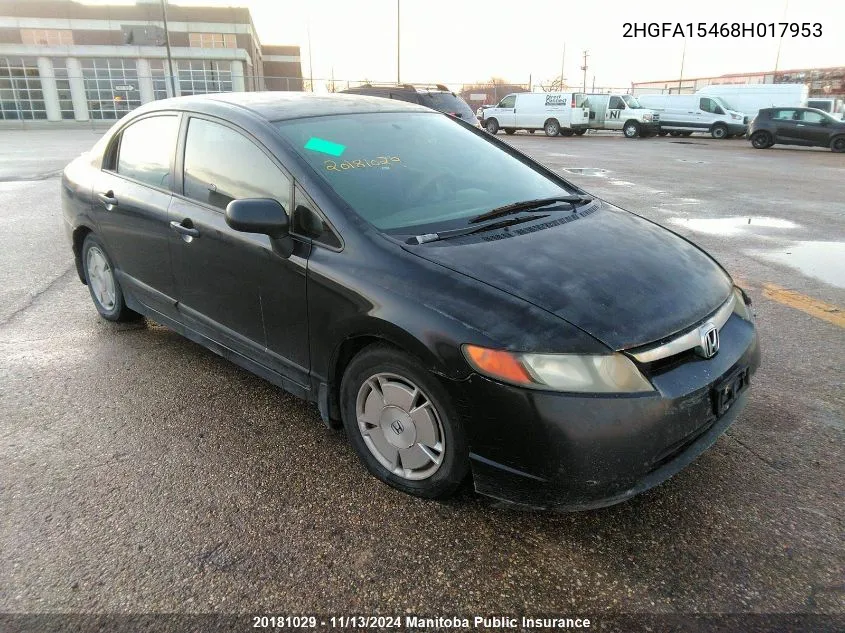 2008 Honda Civic Dx-G VIN: 2HGFA15468H017953 Lot: 20181029