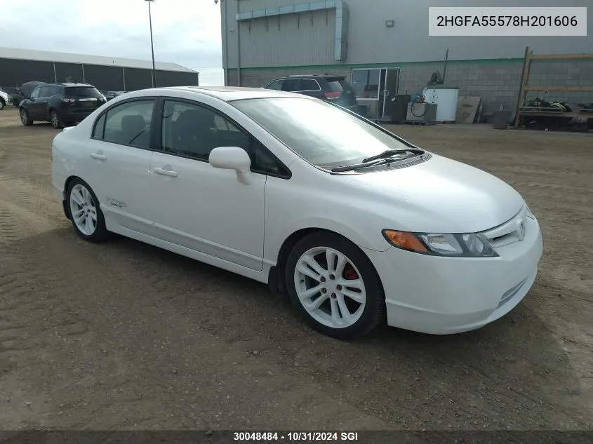 2008 Honda Civic Si VIN: 2HGFA55578H201606 Lot: 30048484