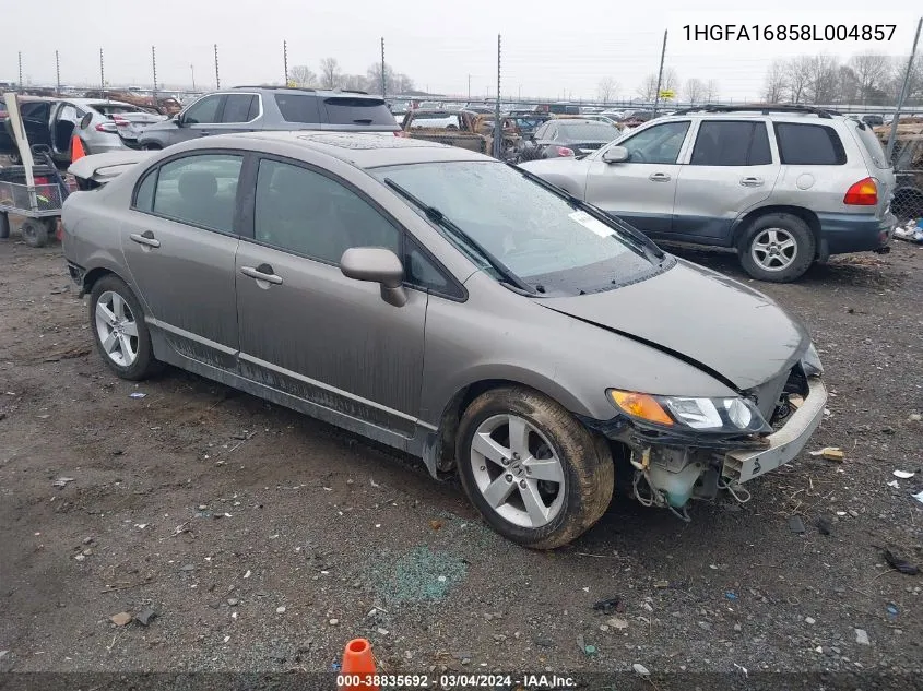 2008 Honda Civic Ex VIN: 1HGFA16858L004857 Lot: 38835692