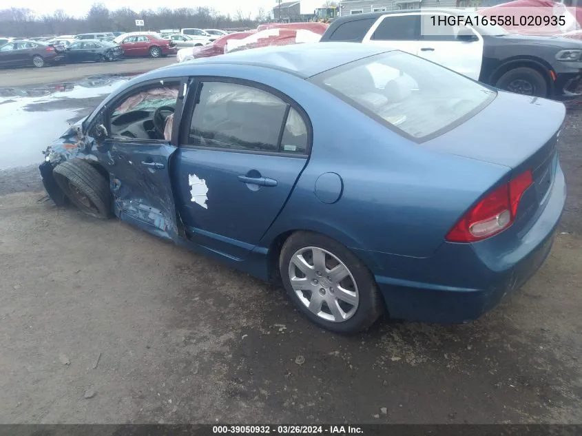 2008 Honda Civic Lx VIN: 1HGFA16558L020935 Lot: 39050932