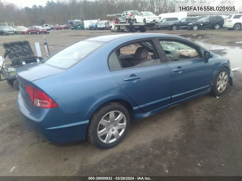 1HGFA16558L020935 2008 Honda Civic Lx