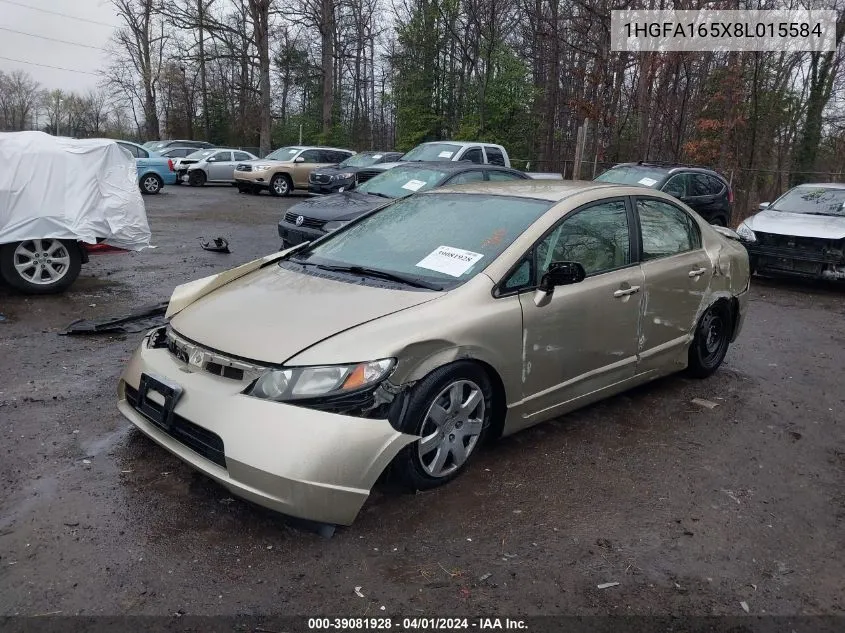 2008 Honda Civic Lx VIN: 1HGFA165X8L015584 Lot: 39081928