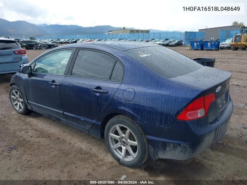 1HGFA16518L048649 2008 Honda Civic Lx