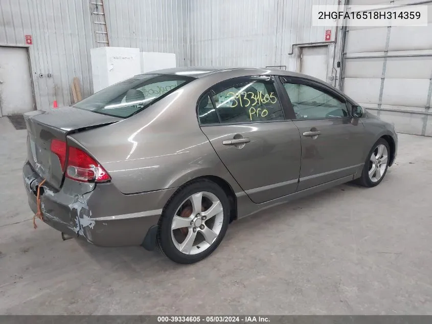 2008 Honda Civic Lx VIN: 2HGFA16518H314359 Lot: 39334605