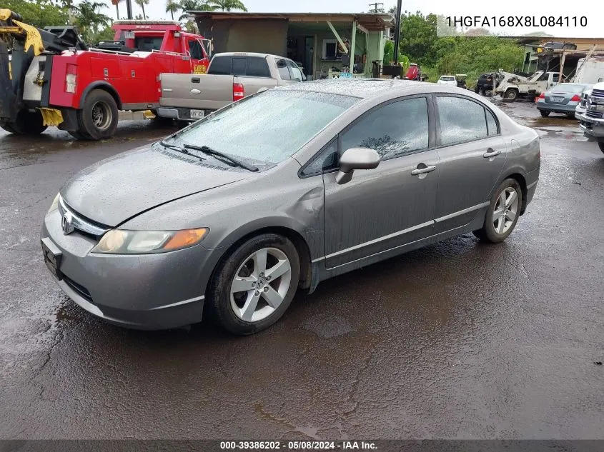 2008 Honda Civic Ex VIN: 1HGFA168X8L084110 Lot: 39386202