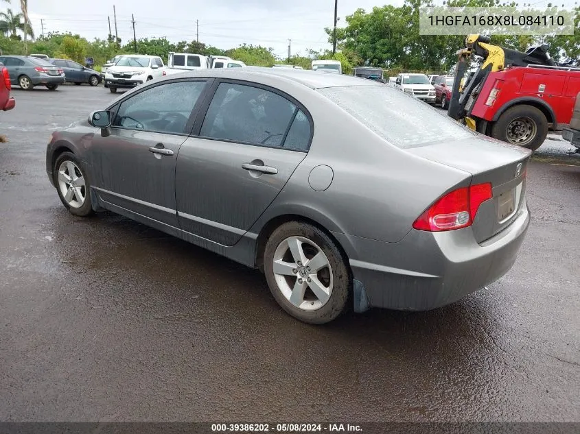 2008 Honda Civic Ex VIN: 1HGFA168X8L084110 Lot: 39386202