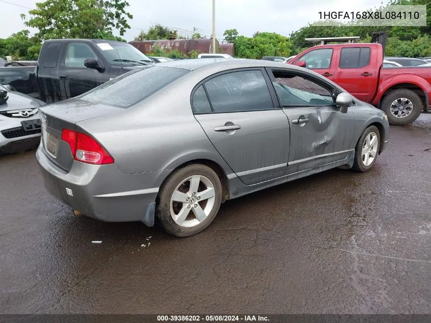 2008 Honda Civic Ex VIN: 1HGFA168X8L084110 Lot: 39386202