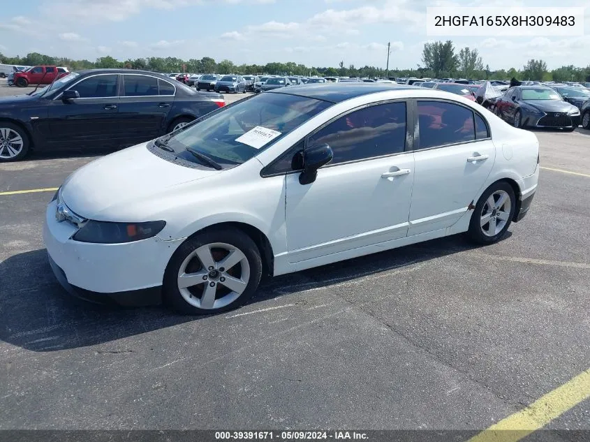 2008 Honda Civic Lx VIN: 2HGFA165X8H309483 Lot: 39391671