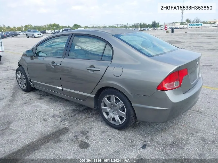 2008 Honda Civic Lx VIN: 2HGFA16538H353860 Lot: 39413315