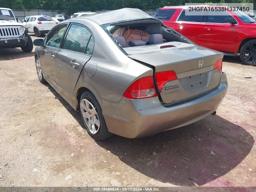 2008 Honda Civic Lx VIN: 2HGFA16538H337450 Lot: 39456834