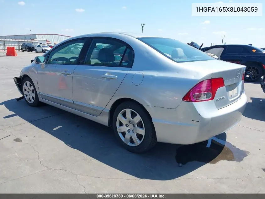 2008 Honda Civic Lx VIN: 1HGFA165X8L043059 Lot: 39518750