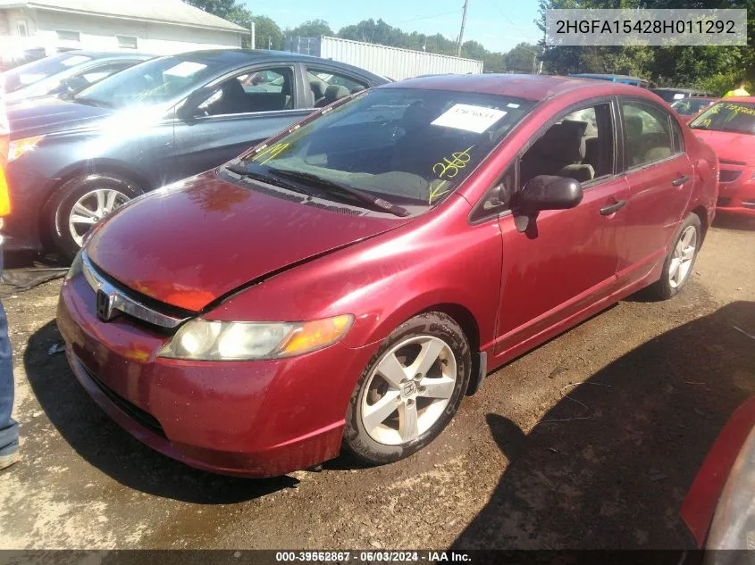 2008 Honda Civic Sdn VIN: 2HGFA15428H011292 Lot: 39562867