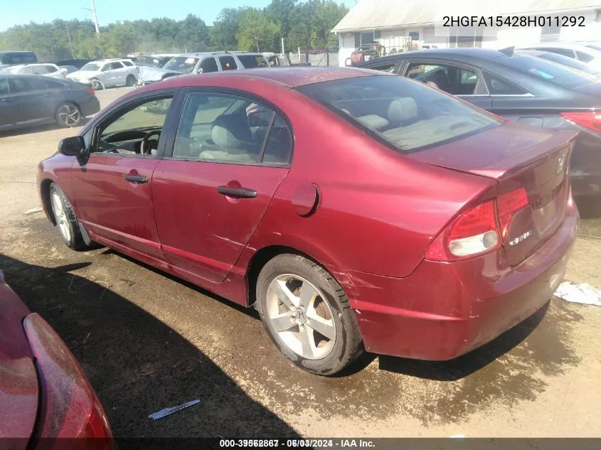 2008 Honda Civic Sdn VIN: 2HGFA15428H011292 Lot: 39562867