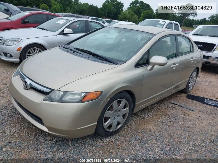 2008 Honda Civic Lx VIN: 1HGFA165X8L104829 Lot: 39751953