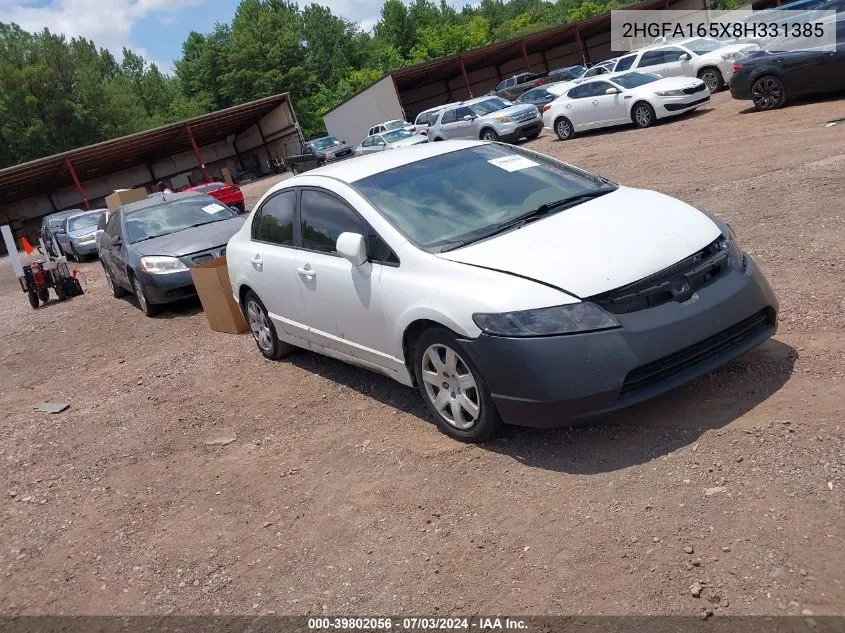 2008 Honda Civic Lx VIN: 2HGFA165X8H331385 Lot: 39802056