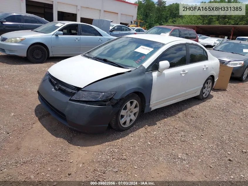 2008 Honda Civic Lx VIN: 2HGFA165X8H331385 Lot: 39802056