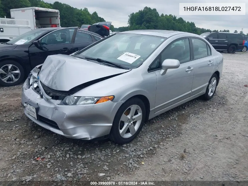 2008 Honda Civic Ex VIN: 1HGFA16818L027472 Lot: 39900978