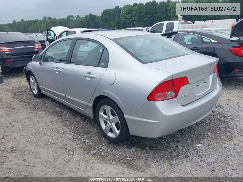 2008 Honda Civic Ex VIN: 1HGFA16818L027472 Lot: 39900978