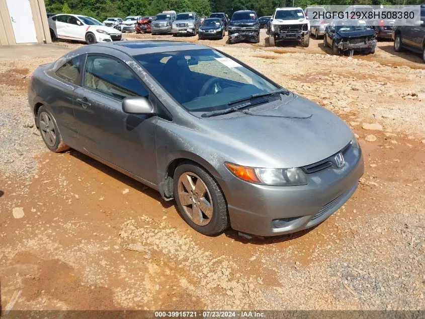 2008 Honda Civic Ex-L VIN: 2HGFG129X8H508380 Lot: 39915721