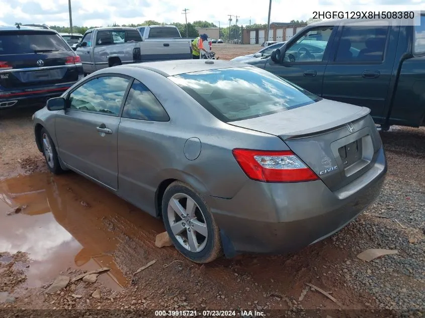 2008 Honda Civic Ex-L VIN: 2HGFG129X8H508380 Lot: 39915721