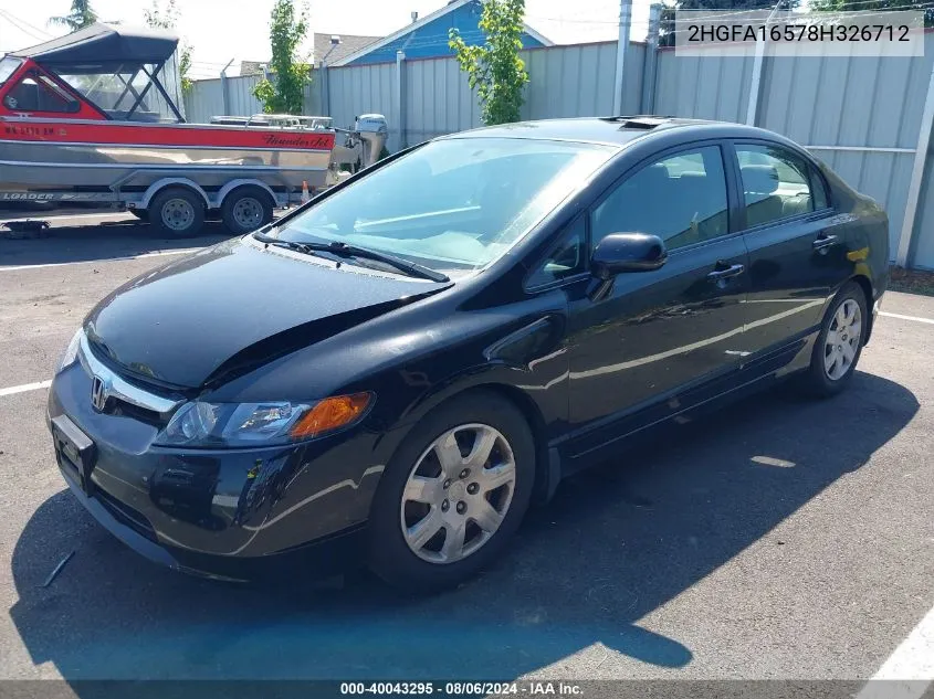 2008 Honda Civic Sdn Lx VIN: 2HGFA16578H326712 Lot: 40043295