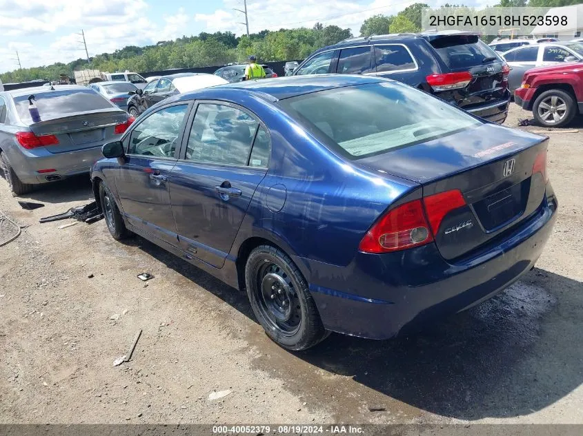 2008 Honda Civic Sdn Lx VIN: 2HGFA16518H523598 Lot: 40052379