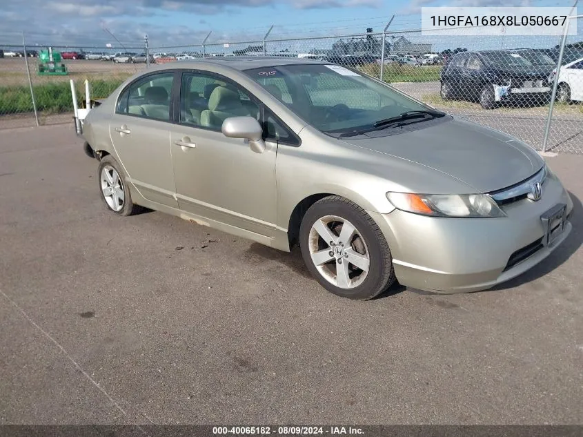 2008 Honda Civic Ex VIN: 1HGFA168X8L050667 Lot: 40065182