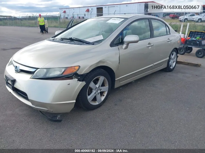 2008 Honda Civic Ex VIN: 1HGFA168X8L050667 Lot: 40065182