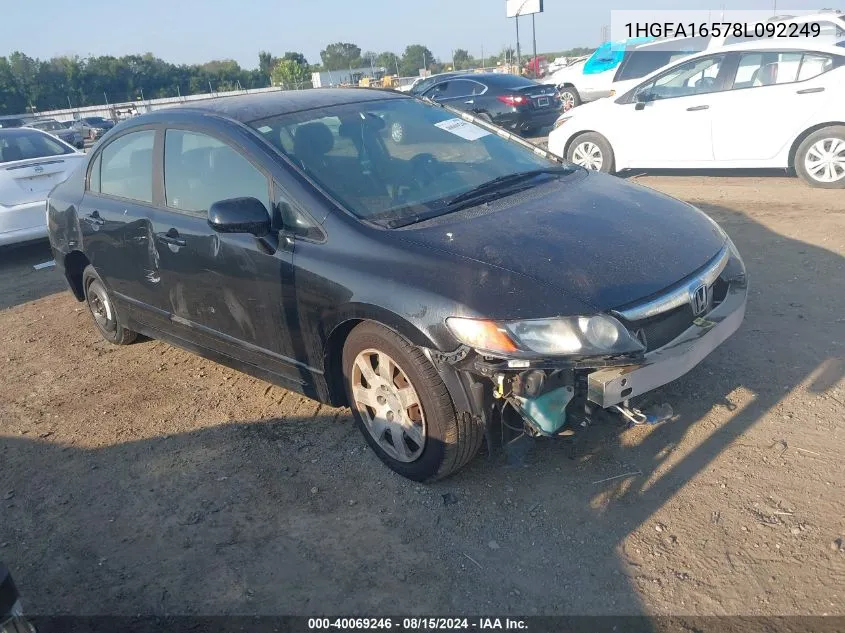 2008 Honda Civic Sdn Lx VIN: 1HGFA16578L092249 Lot: 40069246