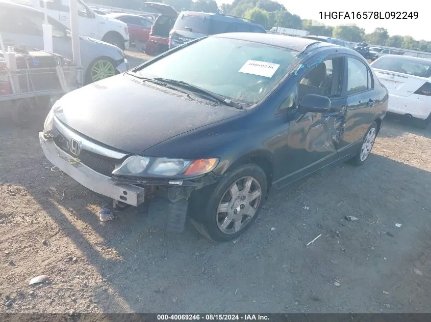 1HGFA16578L092249 2008 Honda Civic Sdn Lx