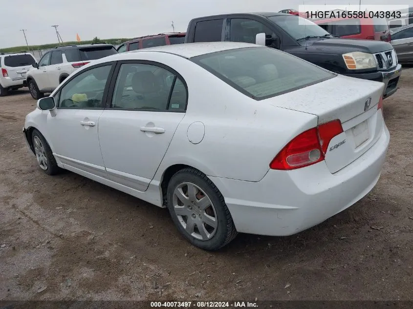 2008 Honda Civic Sdn Lx VIN: 1HGFA16558L043843 Lot: 40073497