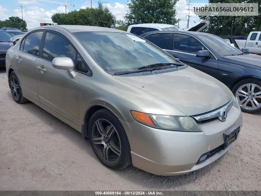 2008 Honda Civic Sdn Lx VIN: 1HGFA16568L069612 Lot: 40089164