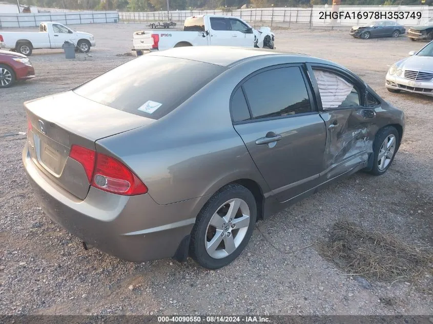 2008 Honda Civic Ex-L VIN: 2HGFA16978H353749 Lot: 40090550