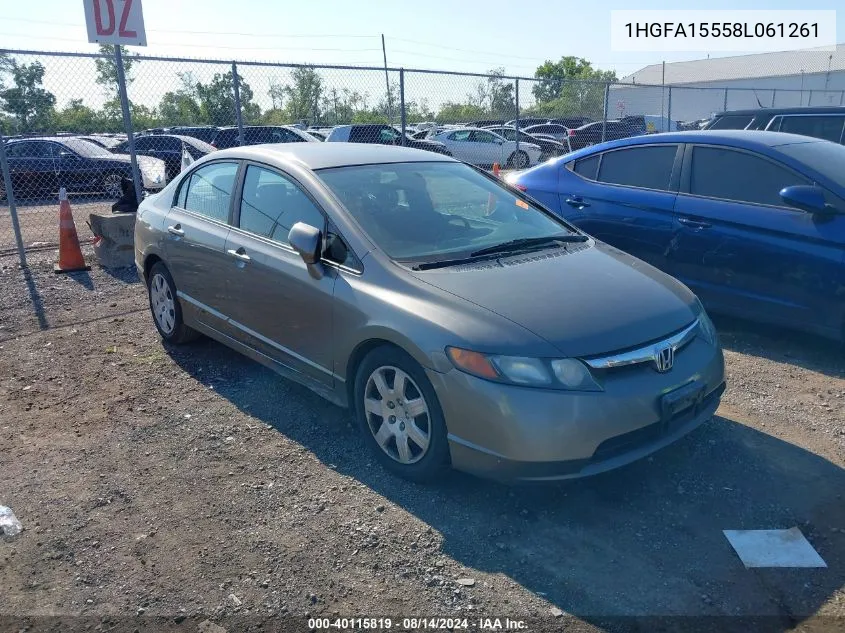 1HGFA15558L061261 2008 Honda Civic Lx