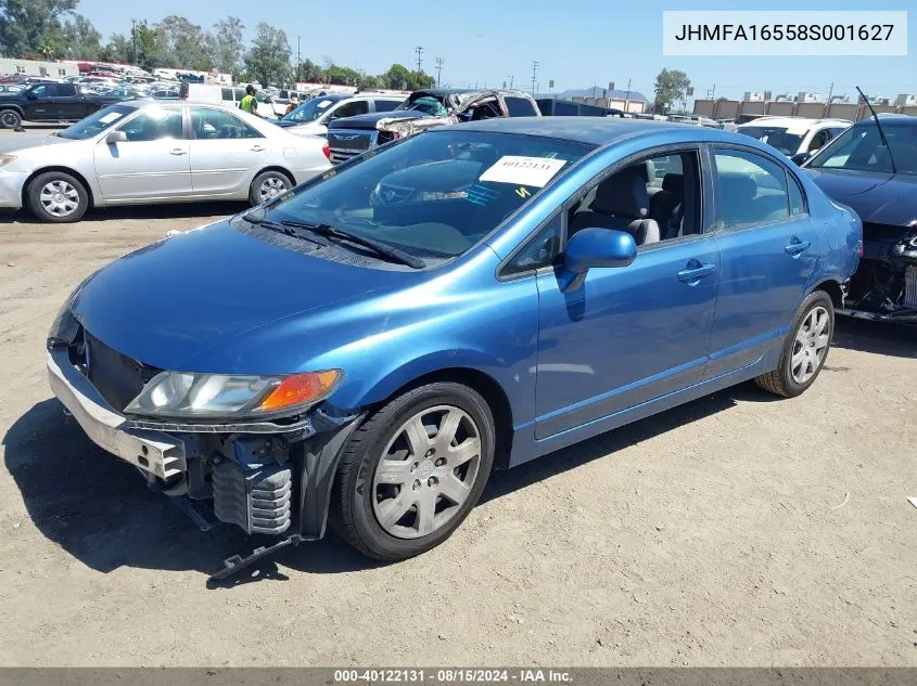 2008 Honda Civic Sdn Lx VIN: JHMFA16558S001627 Lot: 40122131