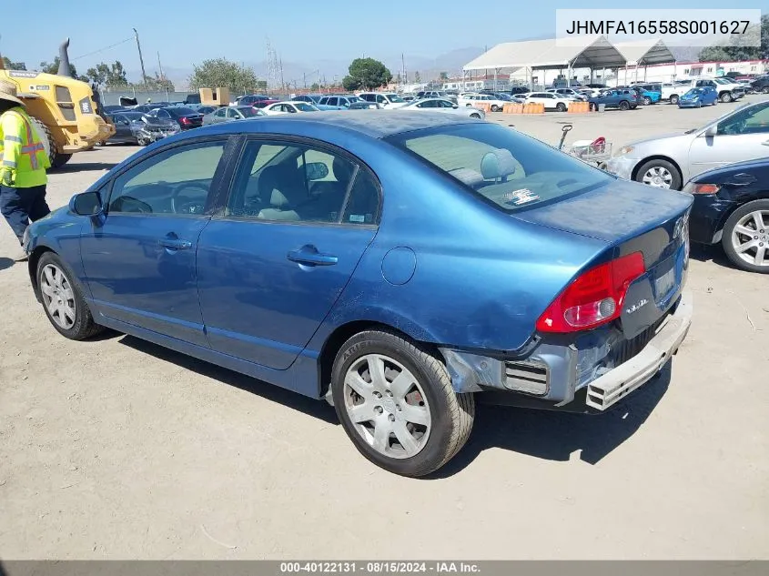 2008 Honda Civic Sdn Lx VIN: JHMFA16558S001627 Lot: 40122131