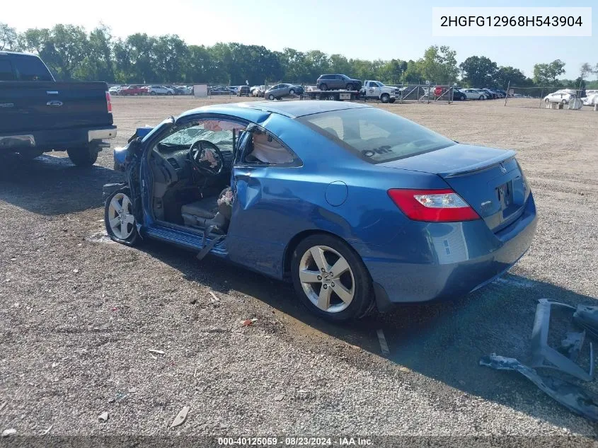 2008 Honda Civic Ex-L VIN: 2HGFG12968H543904 Lot: 40125059