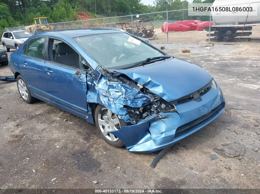 1HGFA16508L086003 2008 Honda Civic Sdn Lx