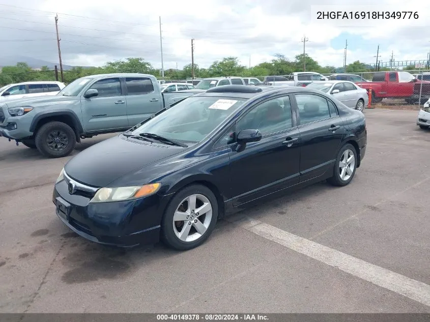 2008 Honda Civic Ex-L VIN: 2HGFA16918H349776 Lot: 40149378