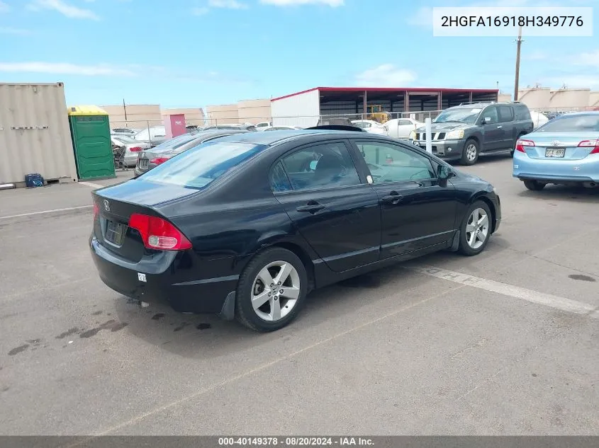 2008 Honda Civic Ex-L VIN: 2HGFA16918H349776 Lot: 40149378